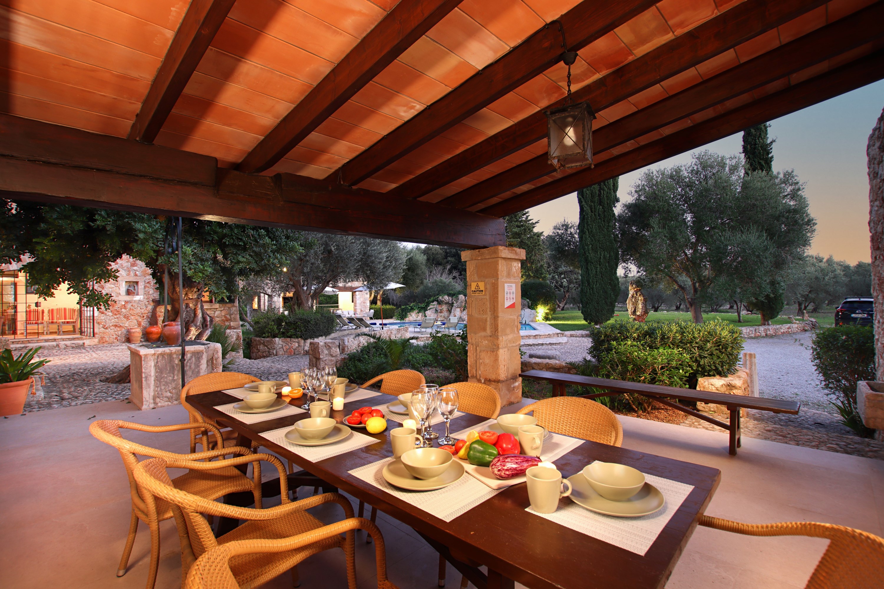 Villa Bennassar terrace at dusk